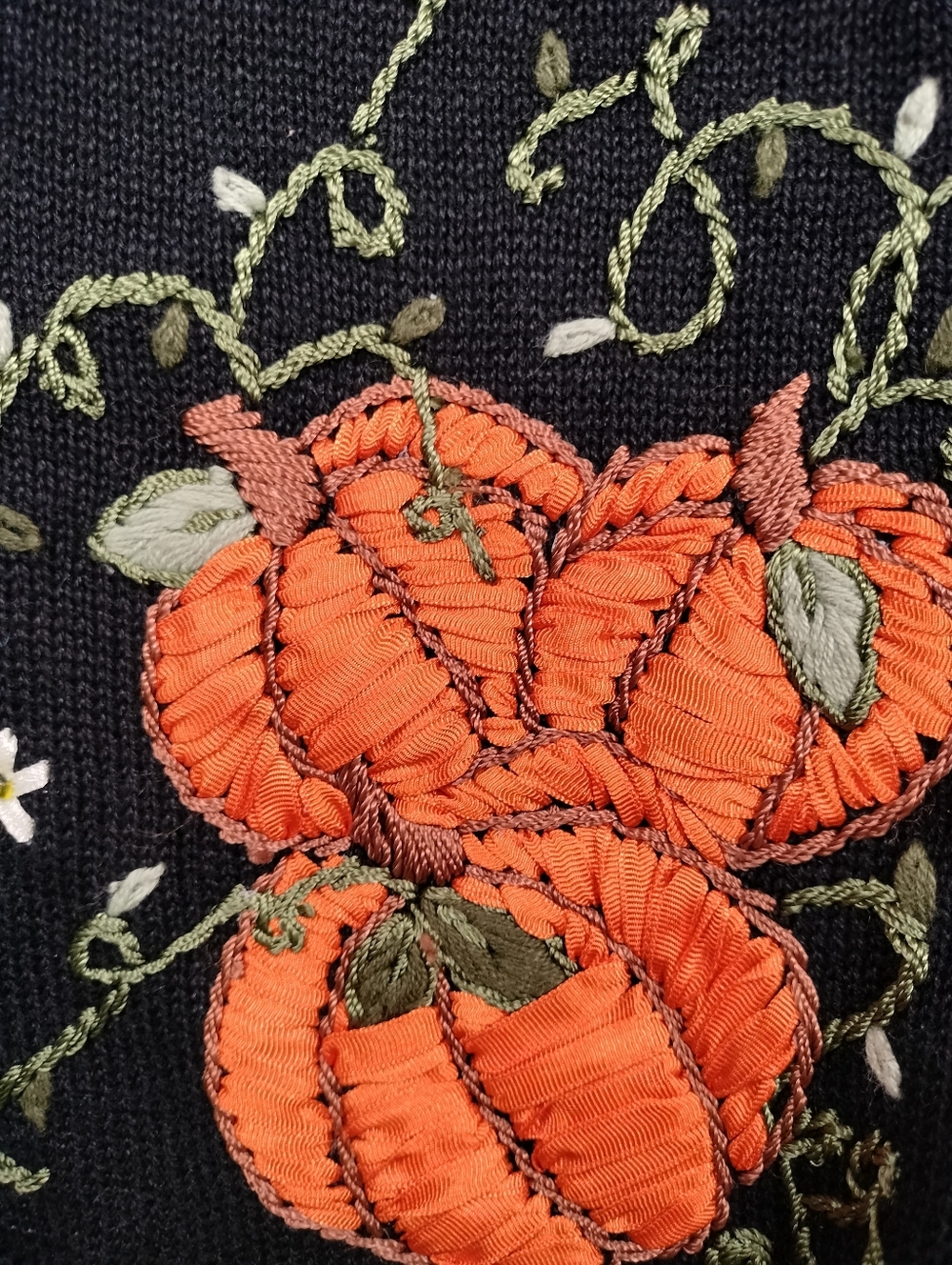 Vtg Arriviste Pumpkin Embroidered Sweater Vest L Halloween Fall Thanksgiving - Picture 9 of 11